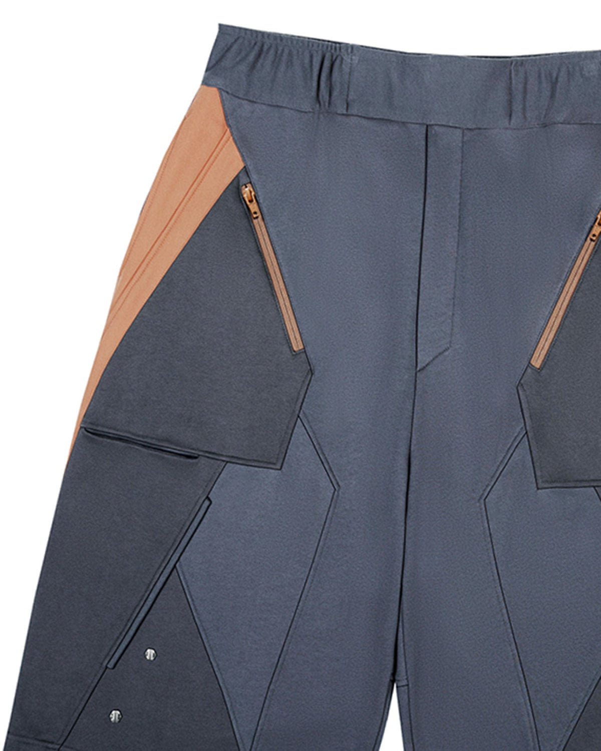 XIPHEVIL Deconstructed Zipper Rivet Shorts Orange – photo 12 of 13