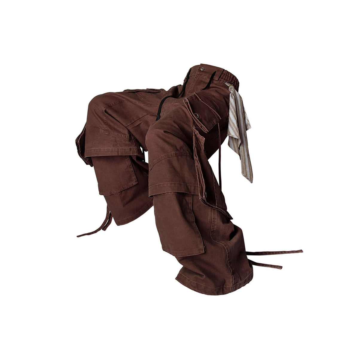 RELABEL Multi-Pocket Detachable Scarf Distressed Cargo Coffee – photo 3 of 6