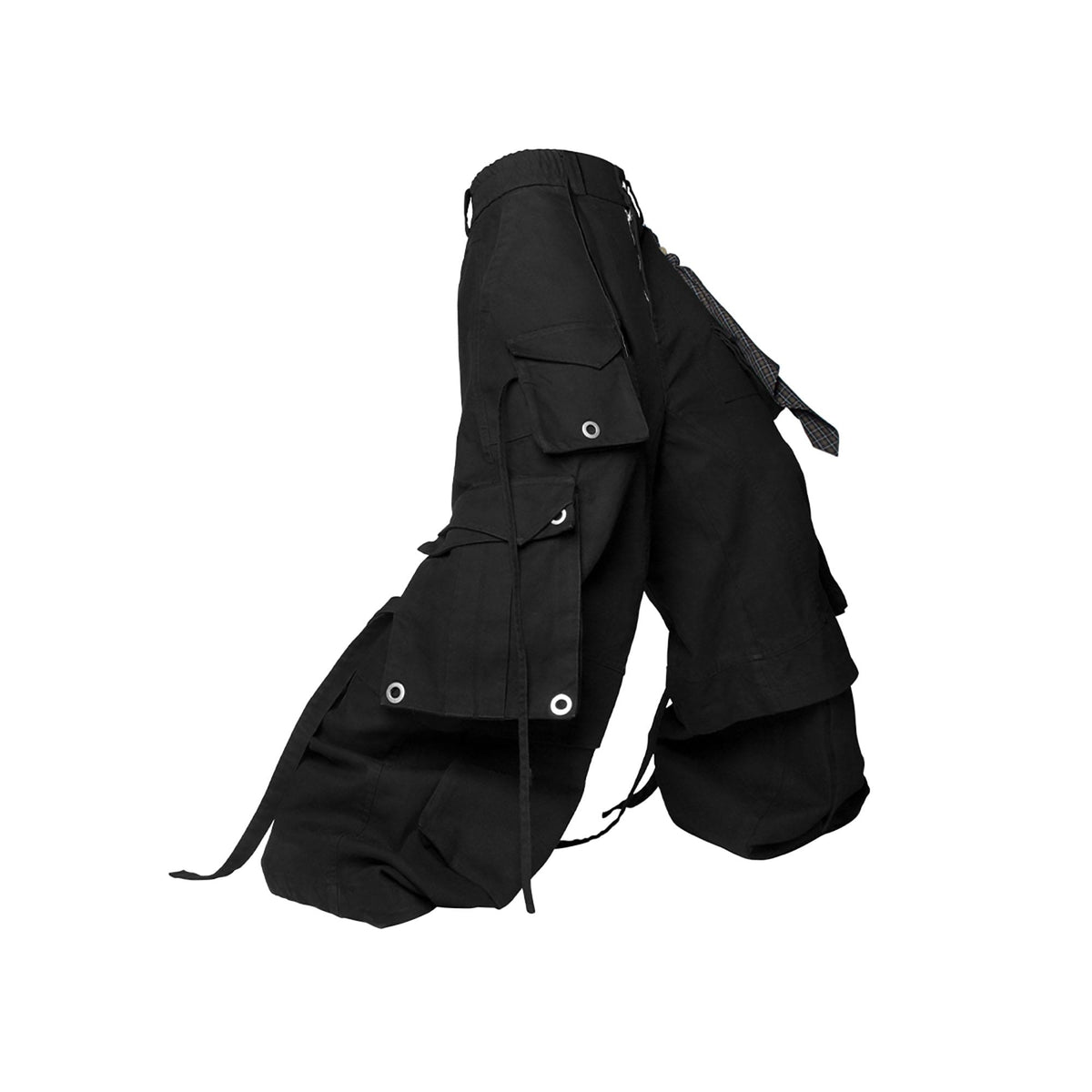 RELABEL Multi-Pocket Detachable Scarf Distressed Cargo Black – photo 3 of 6