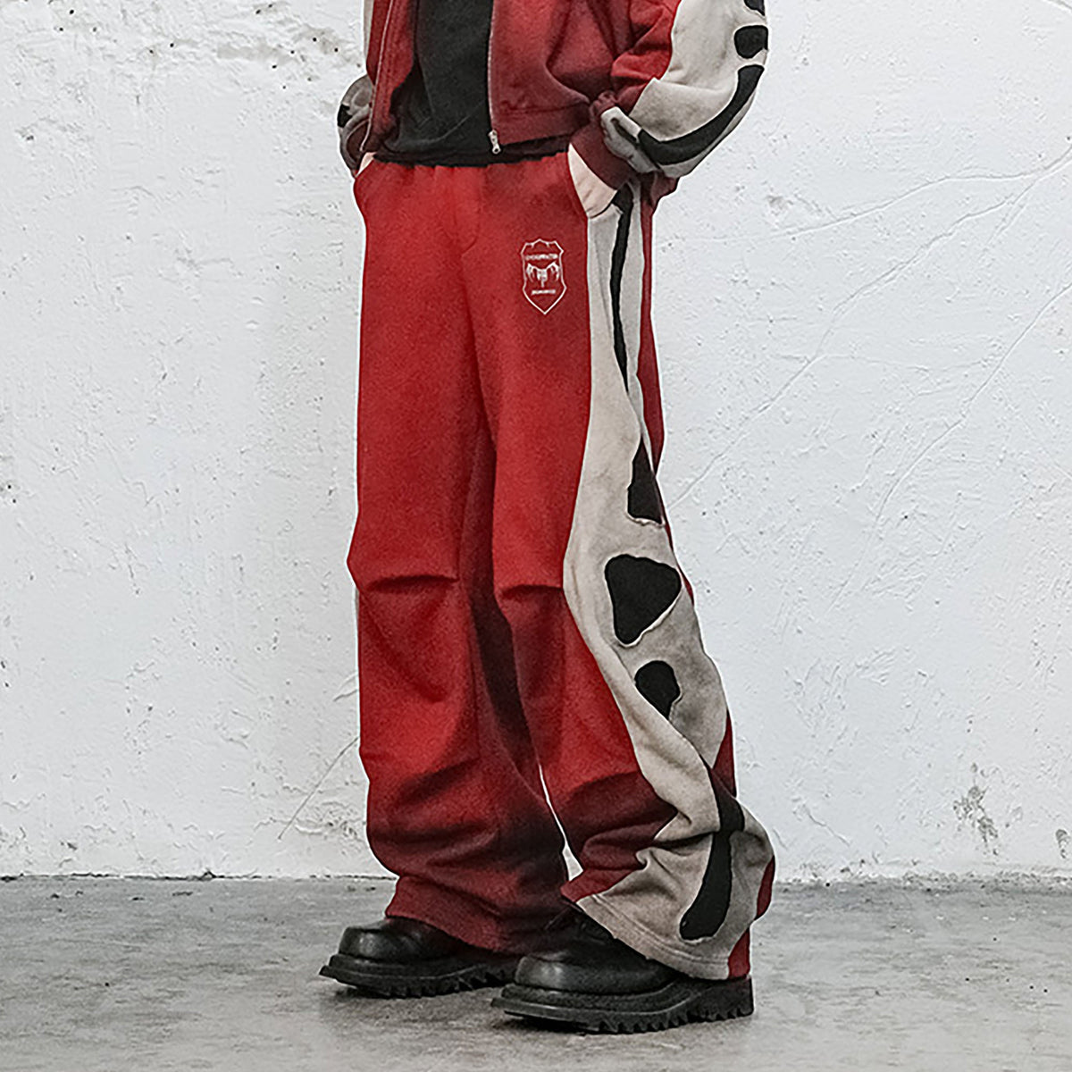 UNDERWATER Skeleton Distressed Contrast Panel Sweatpants