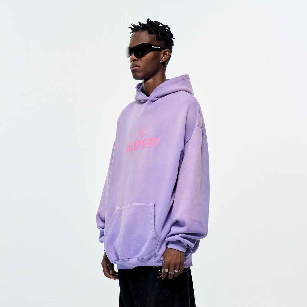 ULIPERY Distressed Gradient Oversized Hoodie Purple – photo 3 of 20