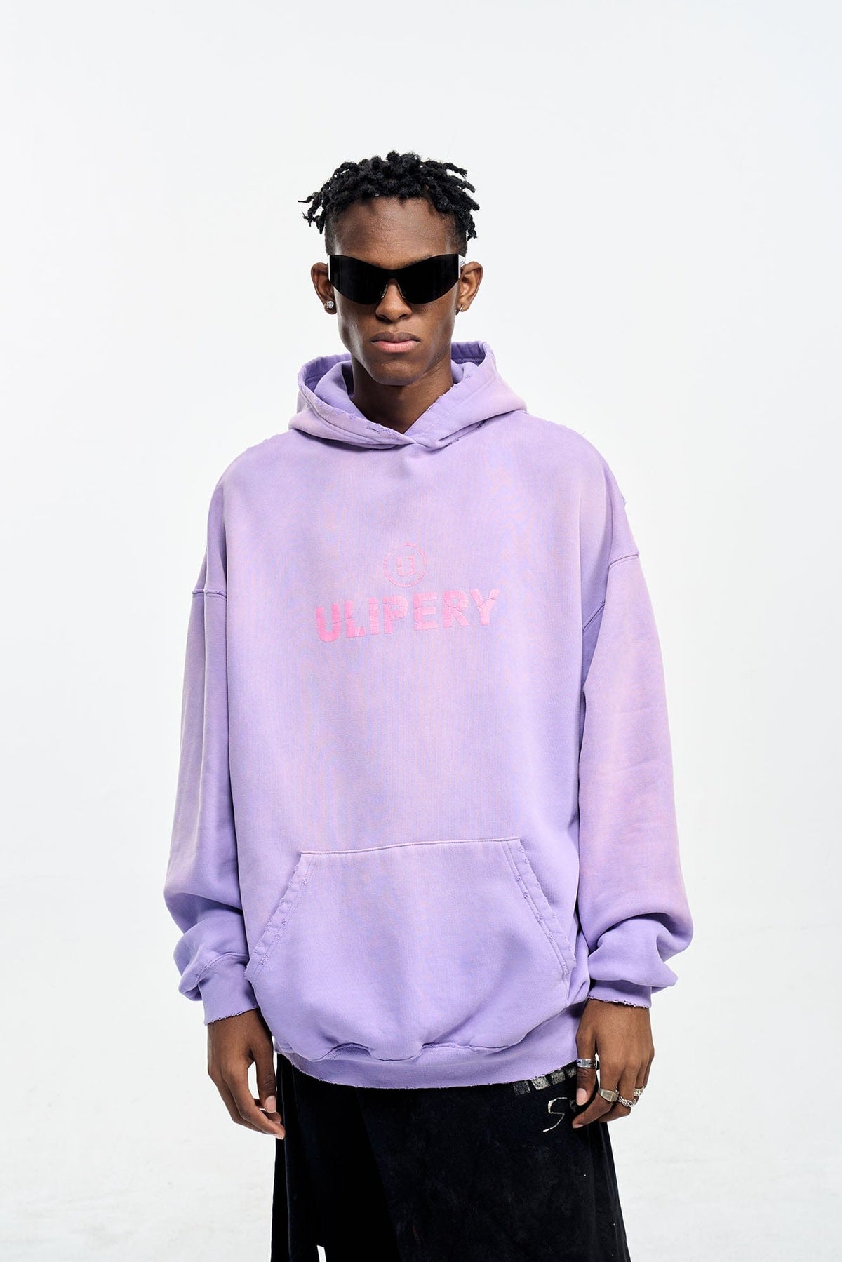 ULIPERY Distressed Gradient Oversized Hoodie Purple – photo 6 of 20