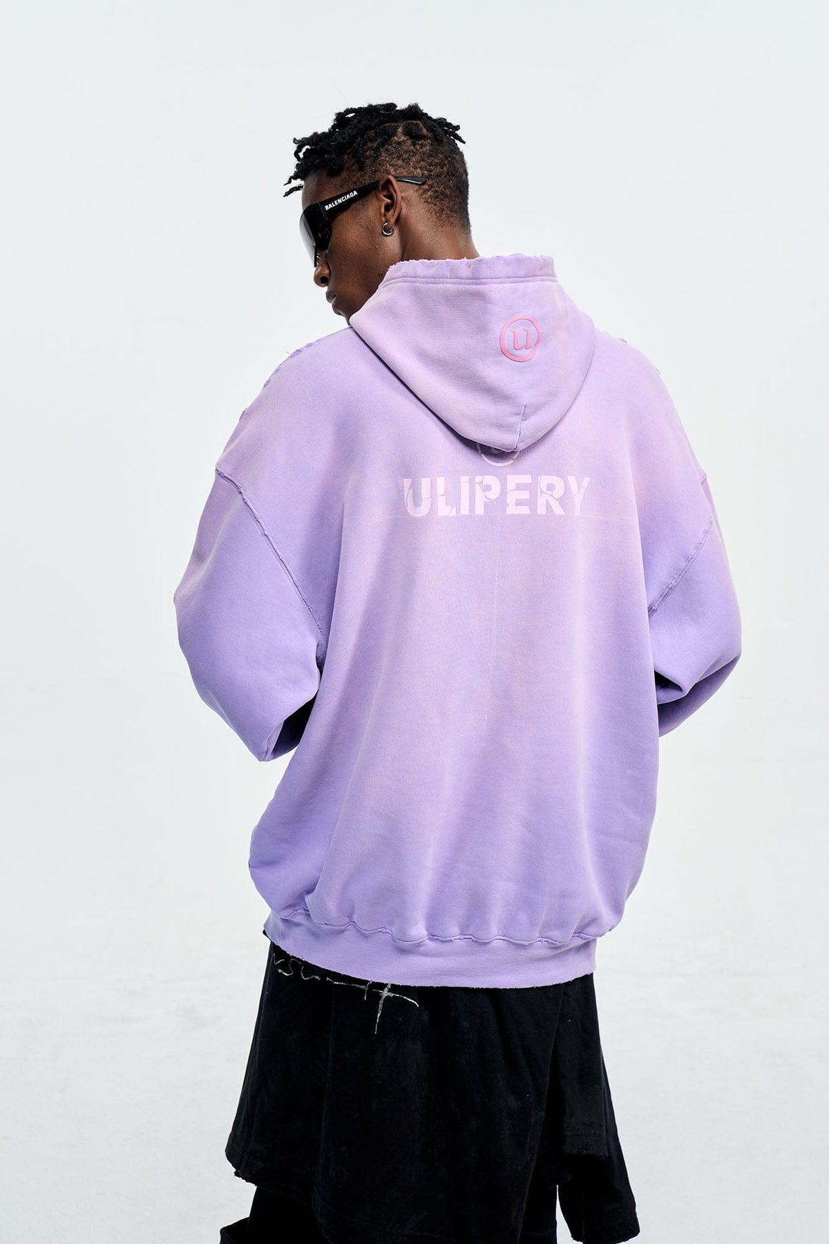 ULIPERY Distressed Gradient Oversized Hoodie Purple – photo 8 of 20