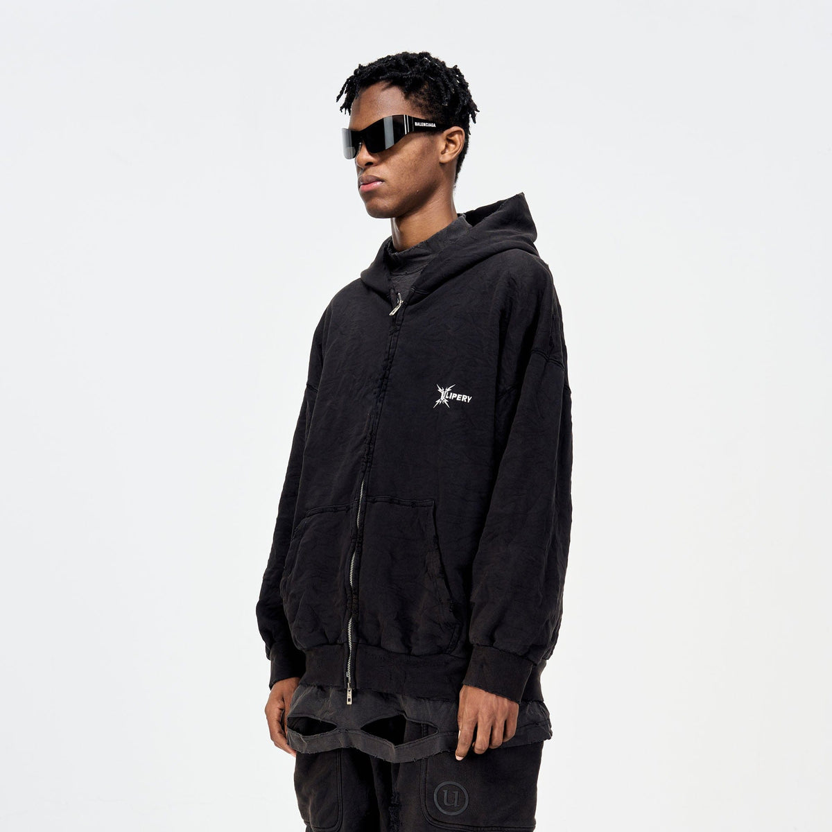 ULIPERY Distressed Crinkled Hooded Jacket – photo 2 of 17
