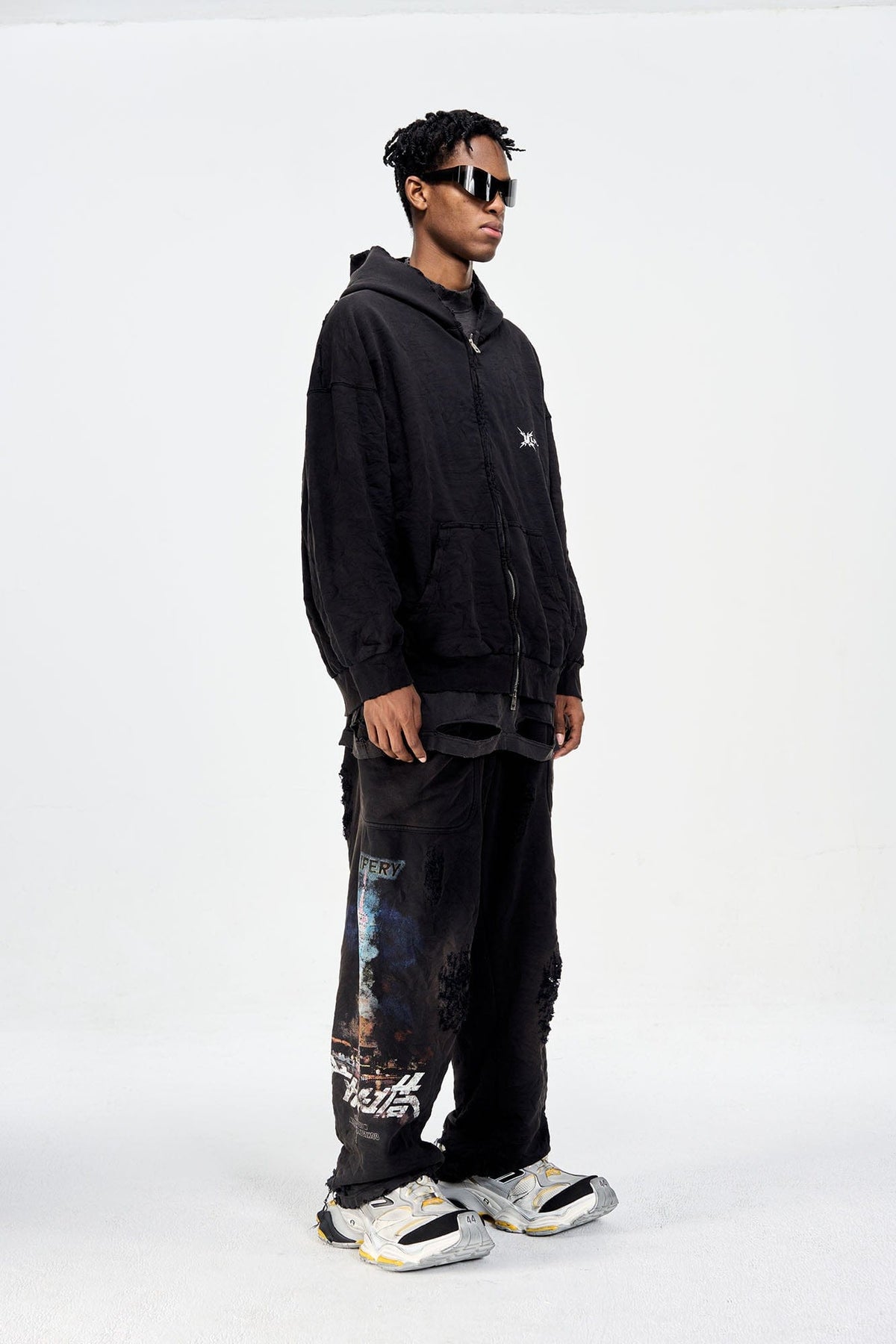 ULIPERY Distressed Crinkled Hooded Jacket – photo 3 of 17