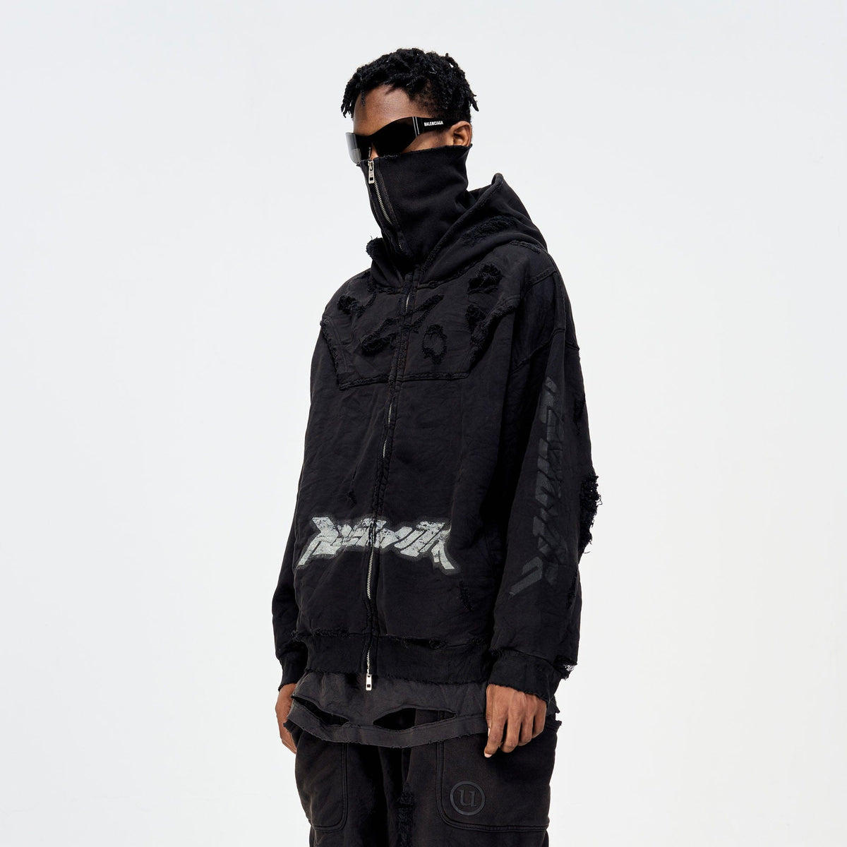 ULIPERY Distressed Glow Face-Cover Hooded Jacket – photo 2 of 24