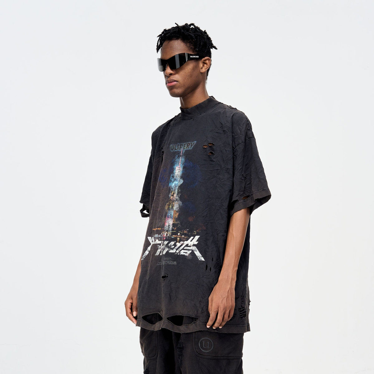 ULIPERY Distressed Glow Crinkled T-Shirt – photo 2 of 21
