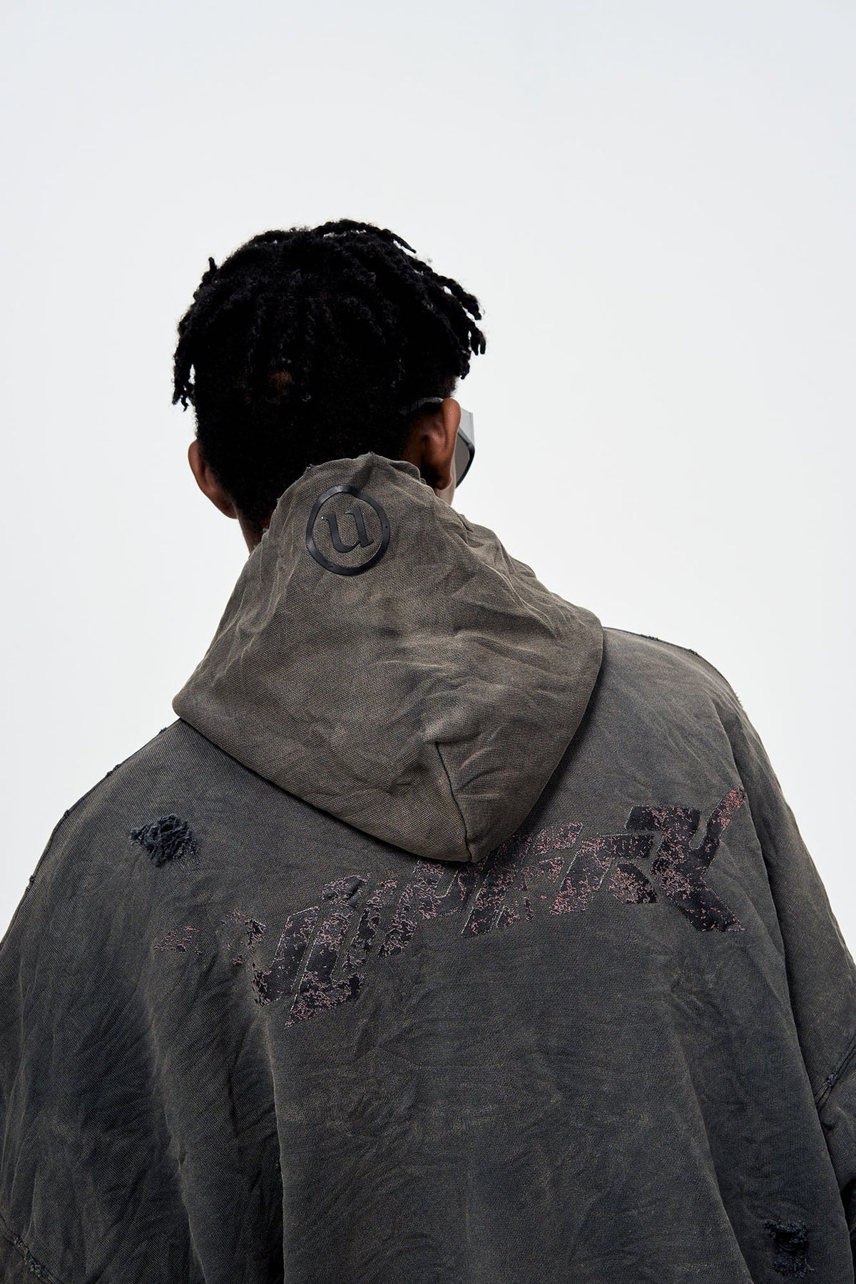 ULIPERY Dirty Fit Distressed Crinkled Hoodie Black – photo 5 of 17