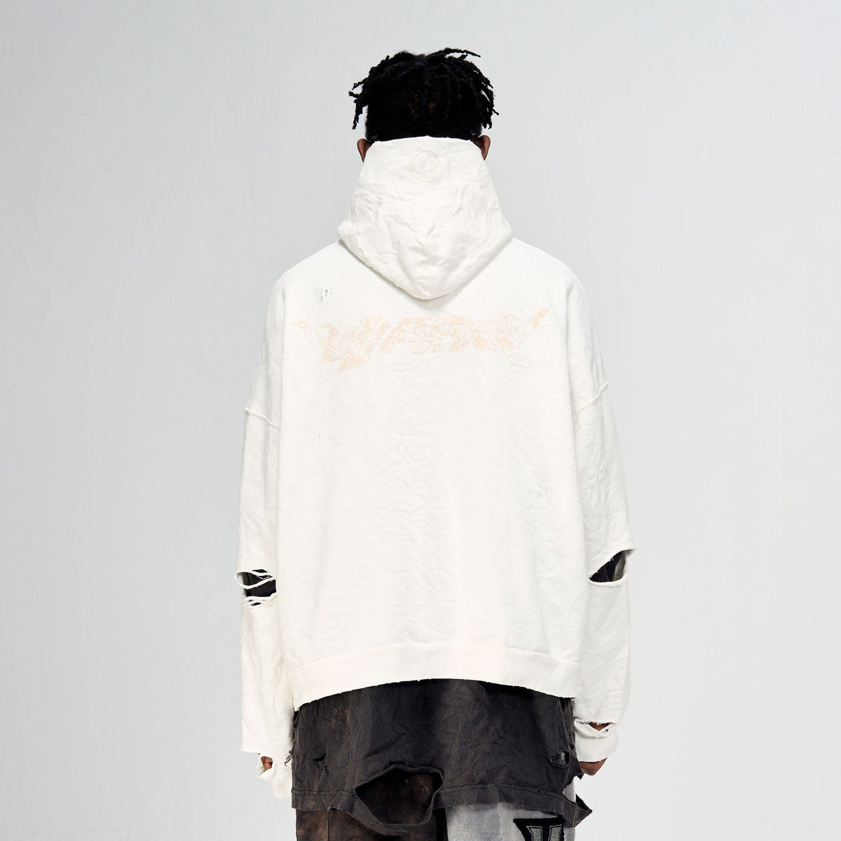 ULIPERY Dirty Fit Distressed Crinkled Hoodie White – photo 3 of 18