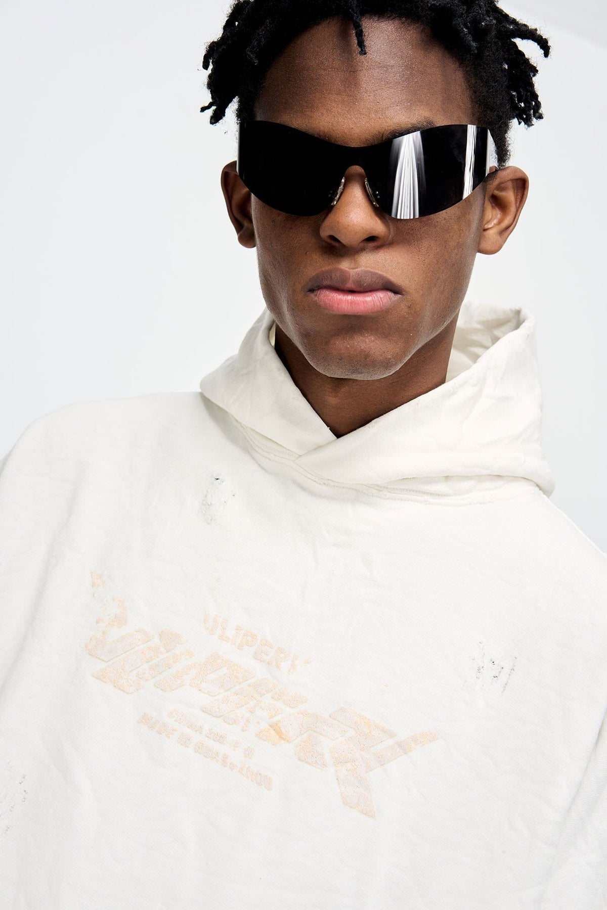 ULIPERY Dirty Fit Distressed Crinkled Hoodie White – photo 8 of 18