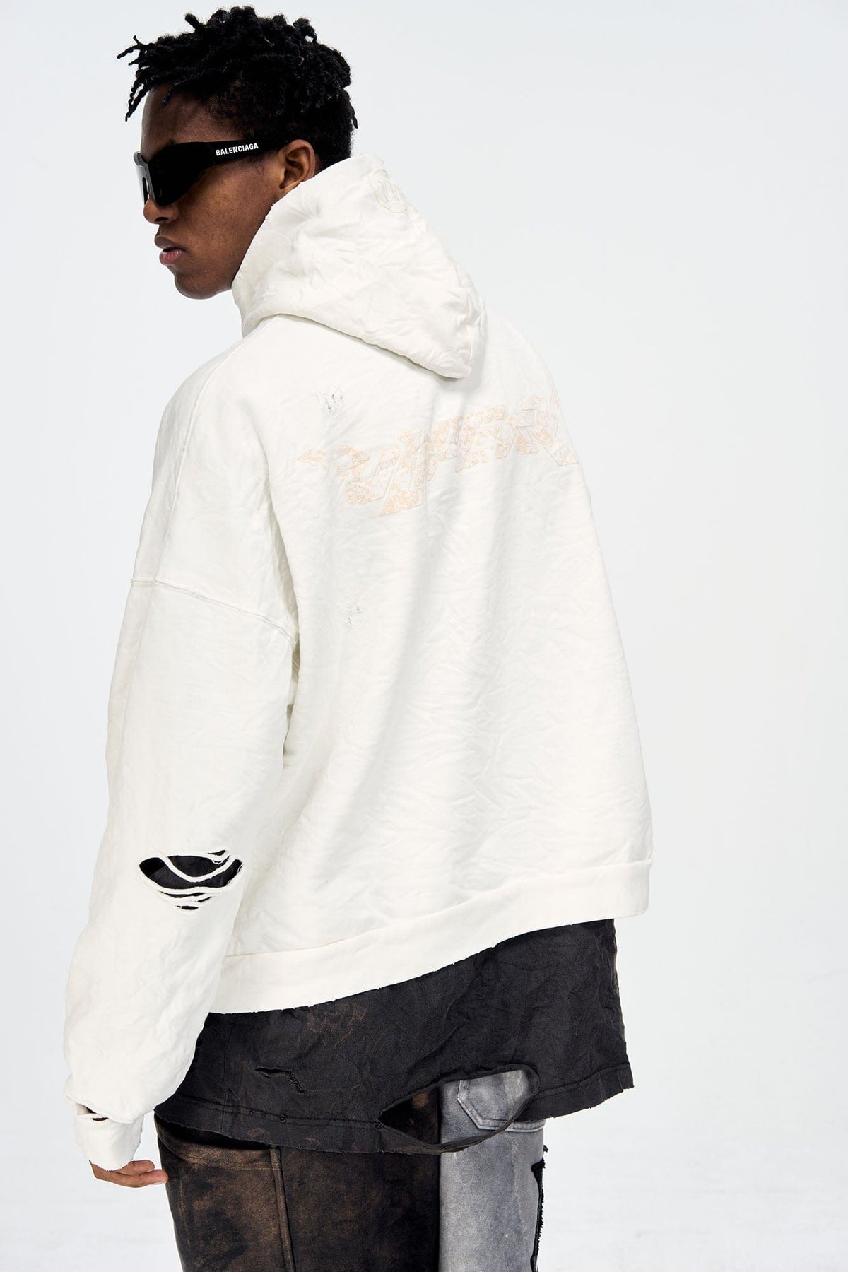 ULIPERY Dirty Fit Distressed Crinkled Hoodie White – photo 7 of 18