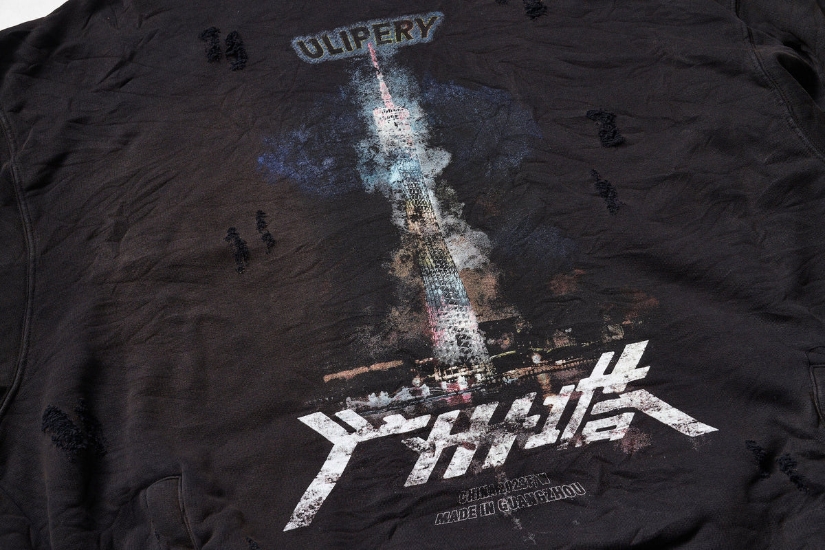 ULIPERY Distressed Glow Crinkled Hoodie – photo 17 of 20
