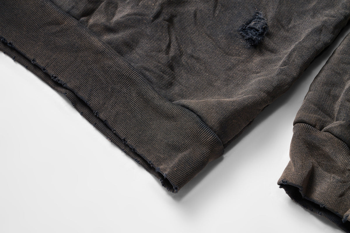 ULIPERY Dirty Fit Distressed Crinkled Hoodie Black – photo 10 of 17