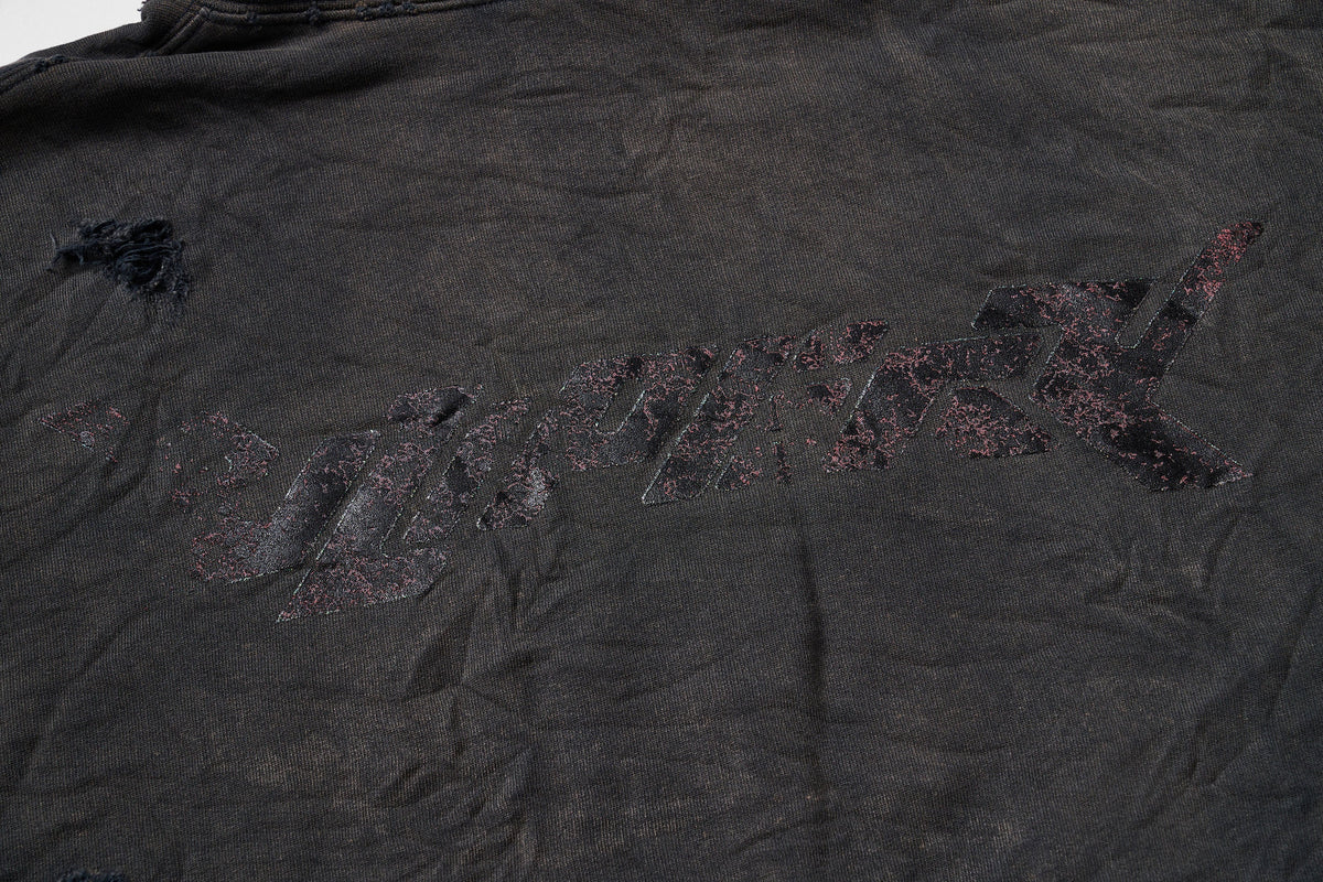 ULIPERY Dirty Fit Distressed Crinkled Hoodie Black – photo 11 of 17