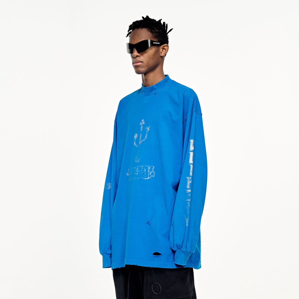 ULIPERY Distressed USB Graphic Long Sleeve Tee Blue – photo 2 of 7