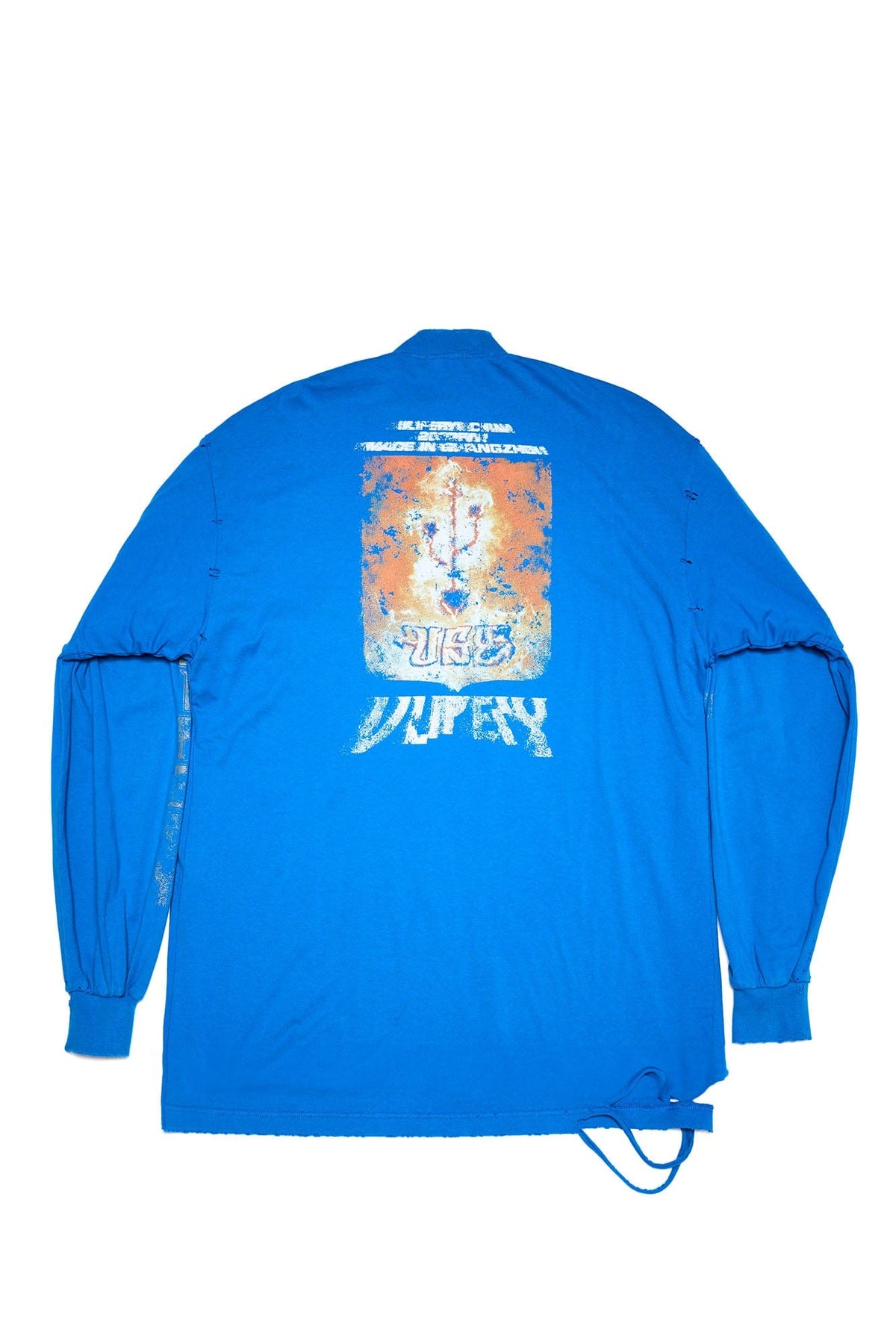 ULIPERY Distressed USB Graphic Long Sleeve Tee Blue – photo 7 of 7