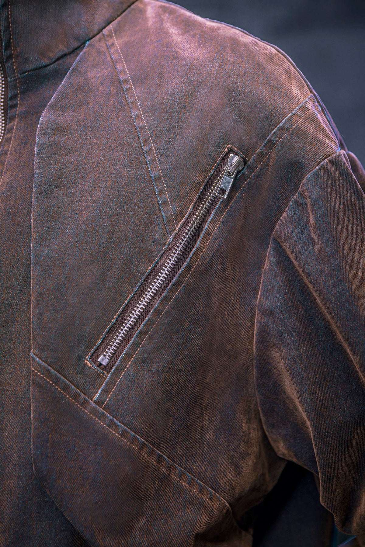XIPHEVIL Mech Deconstructed Washed Denim Jacket Brown – photo 9 of 15