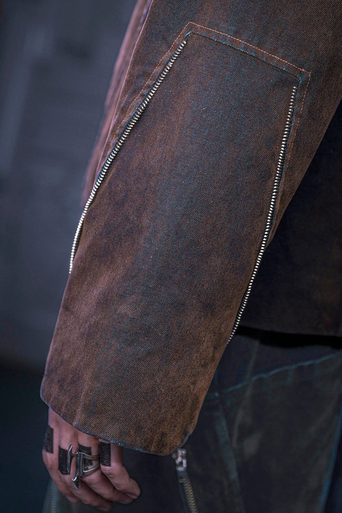 XIPHEVIL Mech Deconstructed Washed Denim Jacket Brown – photo 12 of 15