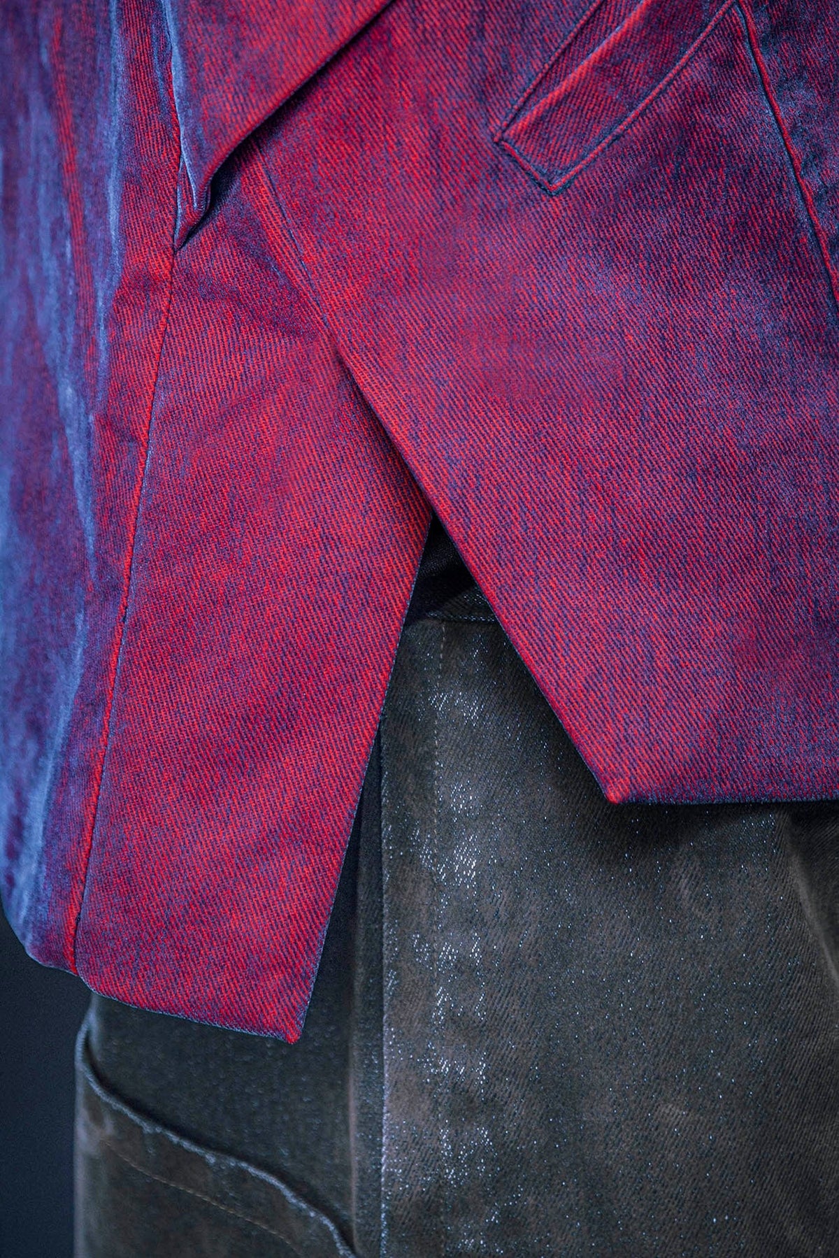 XIPHEVIL Mech Deconstructed Washed Denim Jacket Red – photo 8 of 13