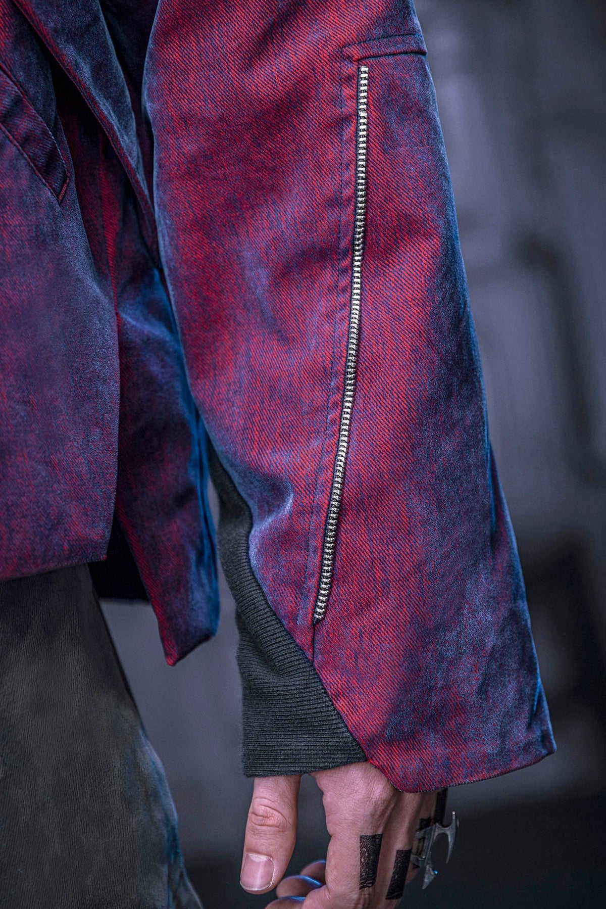 XIPHEVIL Mech Deconstructed Washed Denim Jacket Red – photo 12 of 13