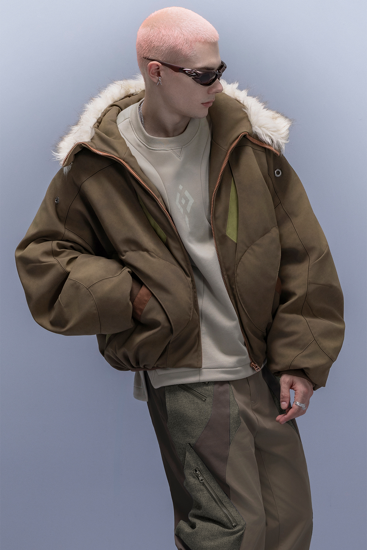 XIPHEVIL Faux Fur Trim Panel Puffer Jacket – photo 10 of 16