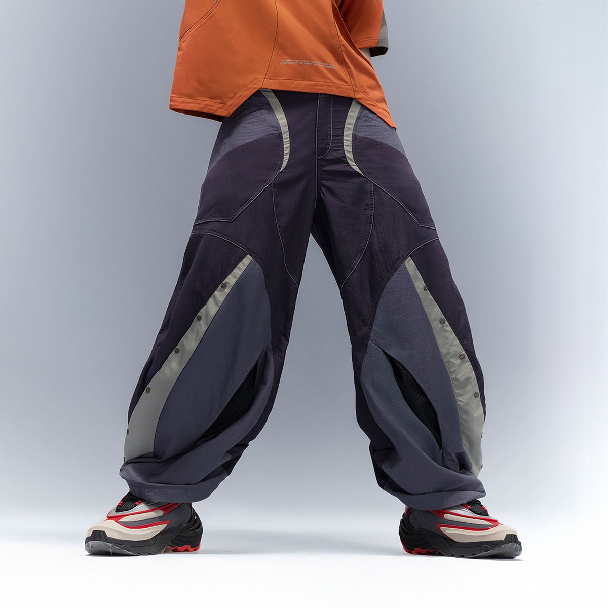 XIPHEVIL Deconstructed Contrast Panel Utility Curved Pants