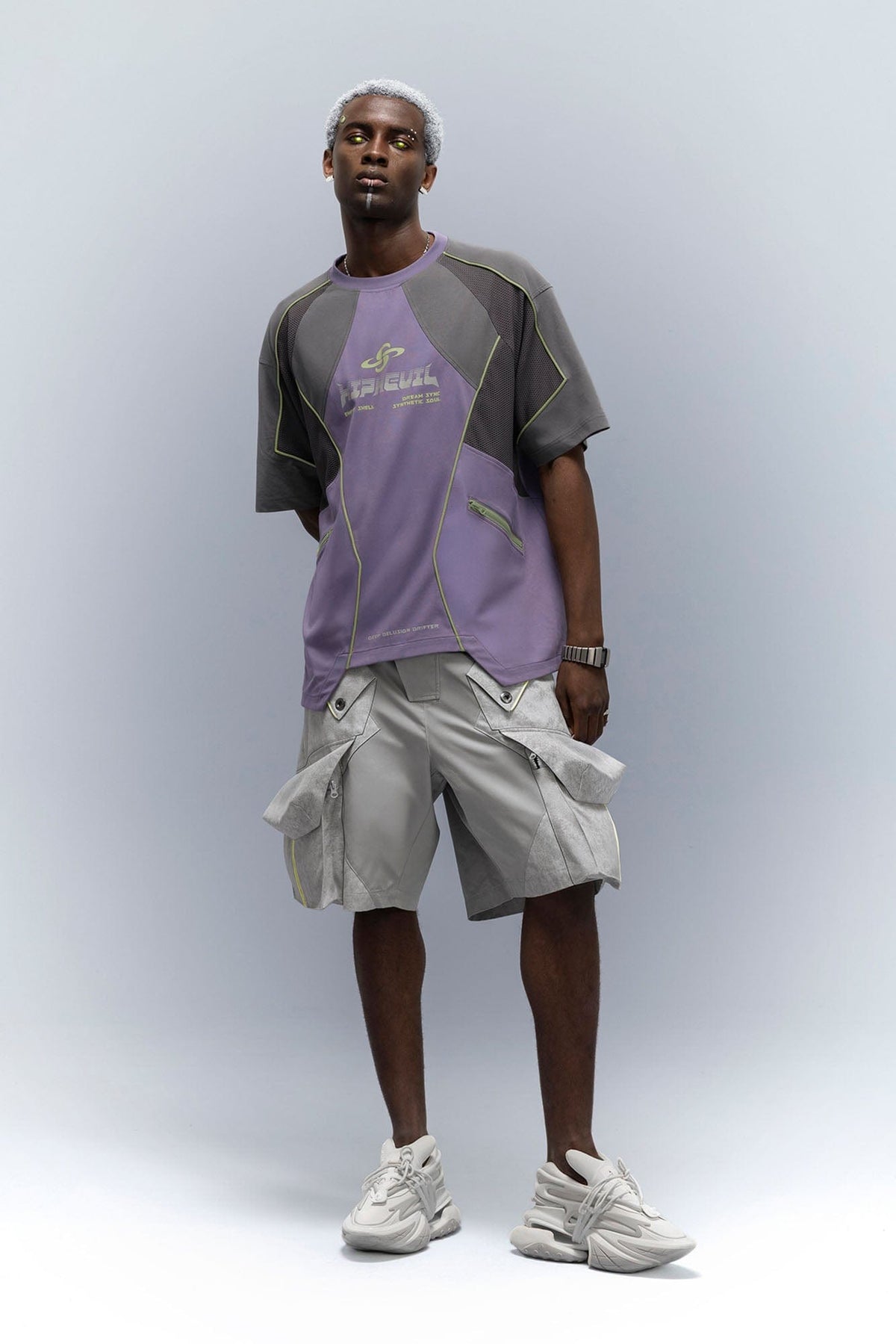 XIPHEVIL Washed Contrast Panel Pocket Utility Shorts Gray – photo 4 of 11
