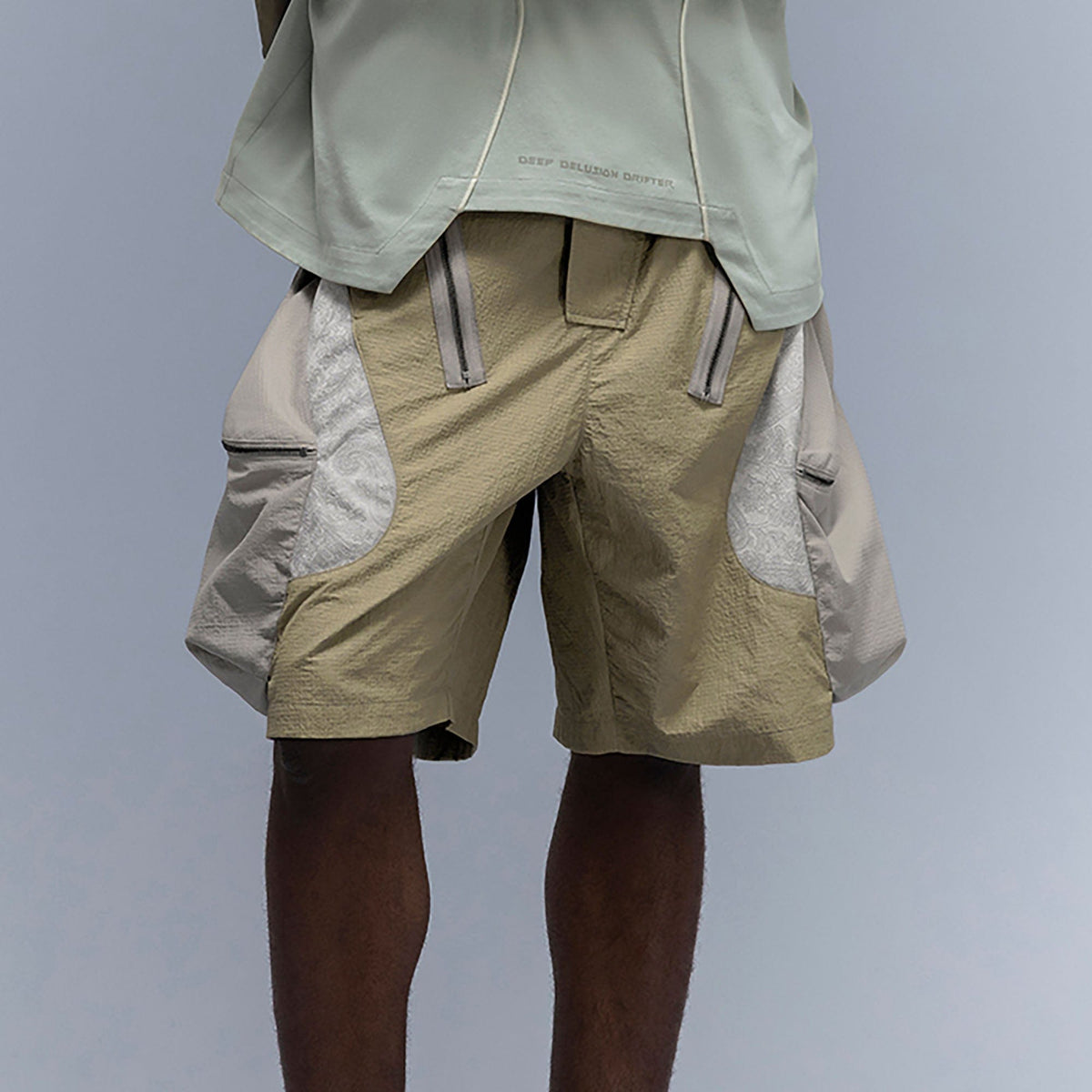 XIPHEVIL Snake Skin Contrast Panel Multi-Pocket Shorts – photo 2 of 22