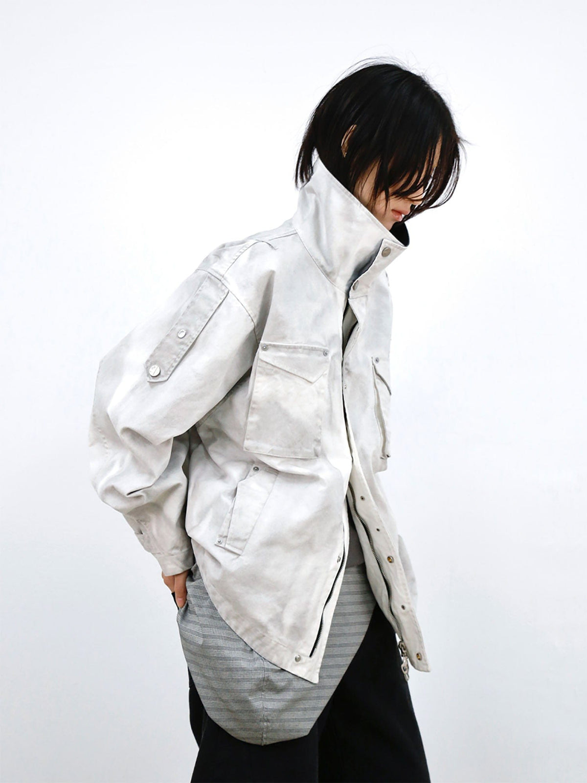 RELABEL Distressed Striped Hood Oversized Jacket – photo 5 of 9
