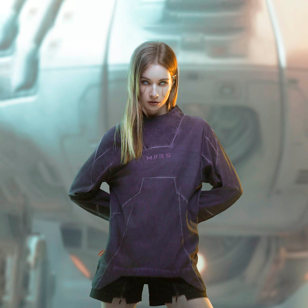 XIPHEVIL Futuristic-Distressed Paneled L/S Tee – photo 3 of 24