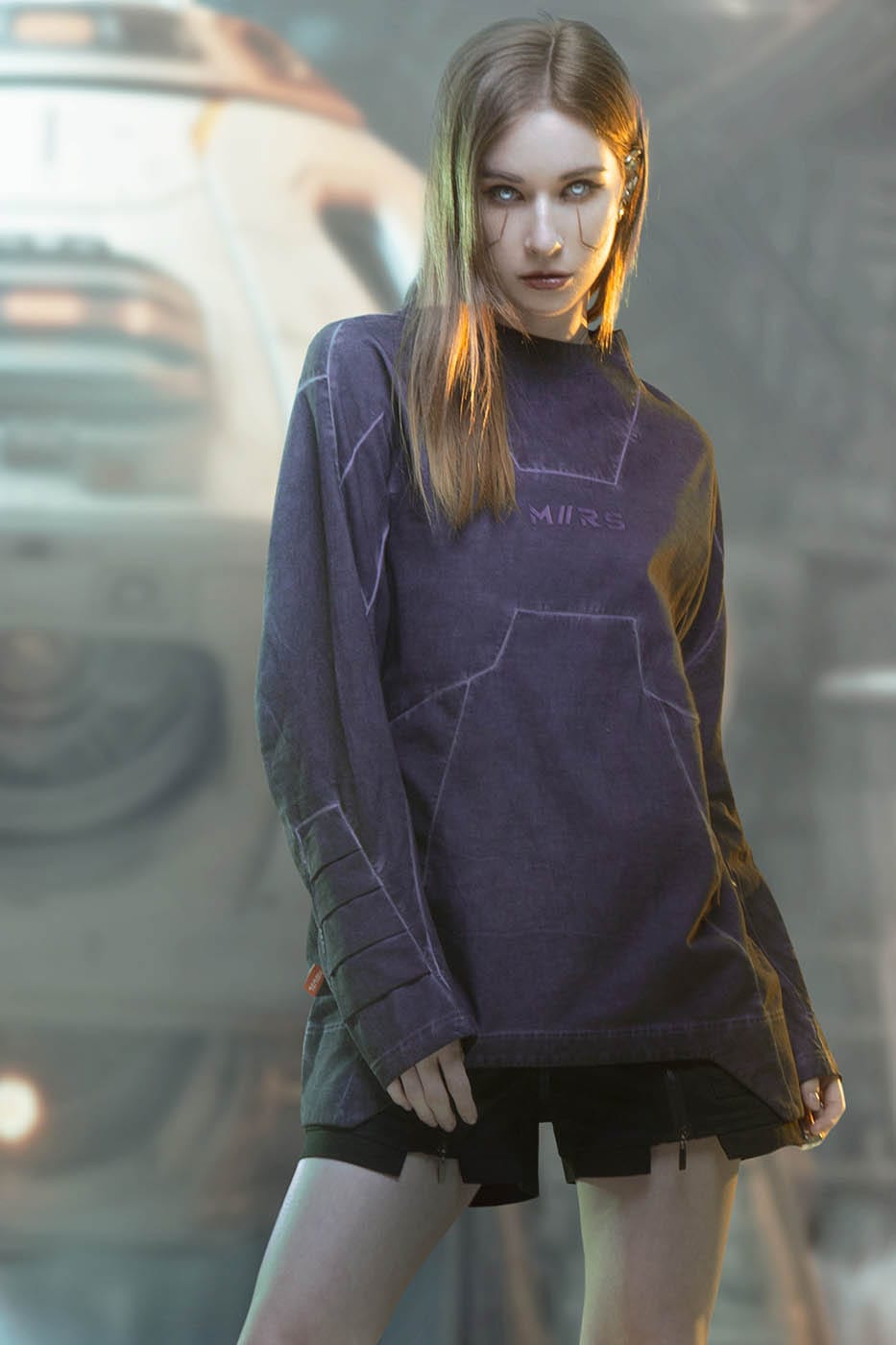 XIPHEVIL Futuristic-Distressed Paneled L/S Tee – photo 9 of 24