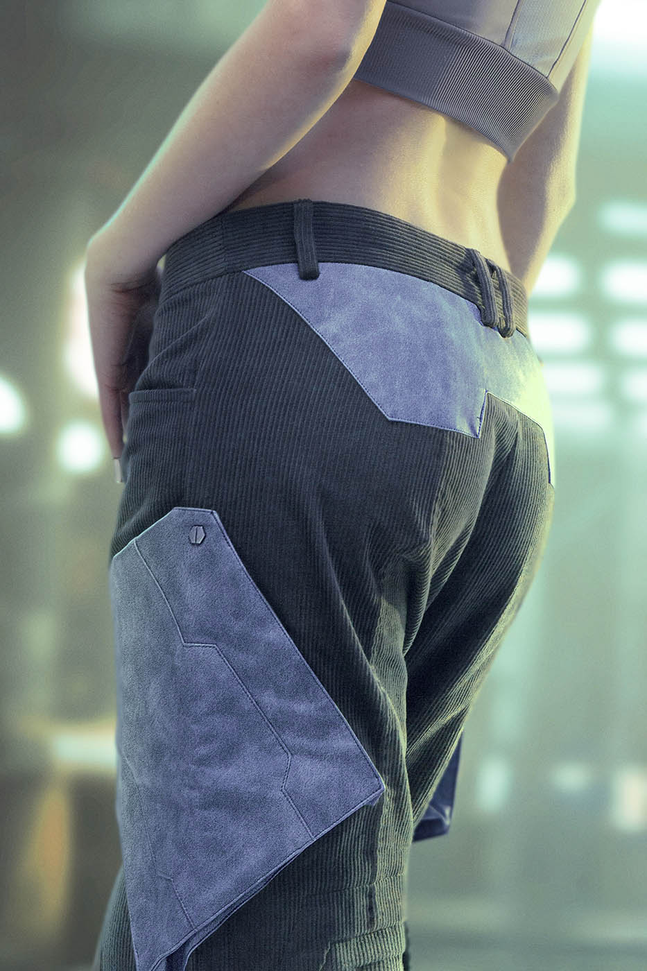 XIPHEVIL Cyberpunk Corduroy Paneled Flared Pants – photo 6 of 8