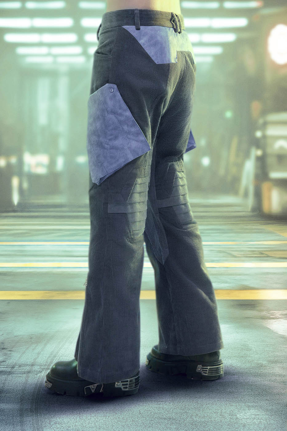 XIPHEVIL Cyberpunk Corduroy Paneled Flared Pants – photo 8 of 8