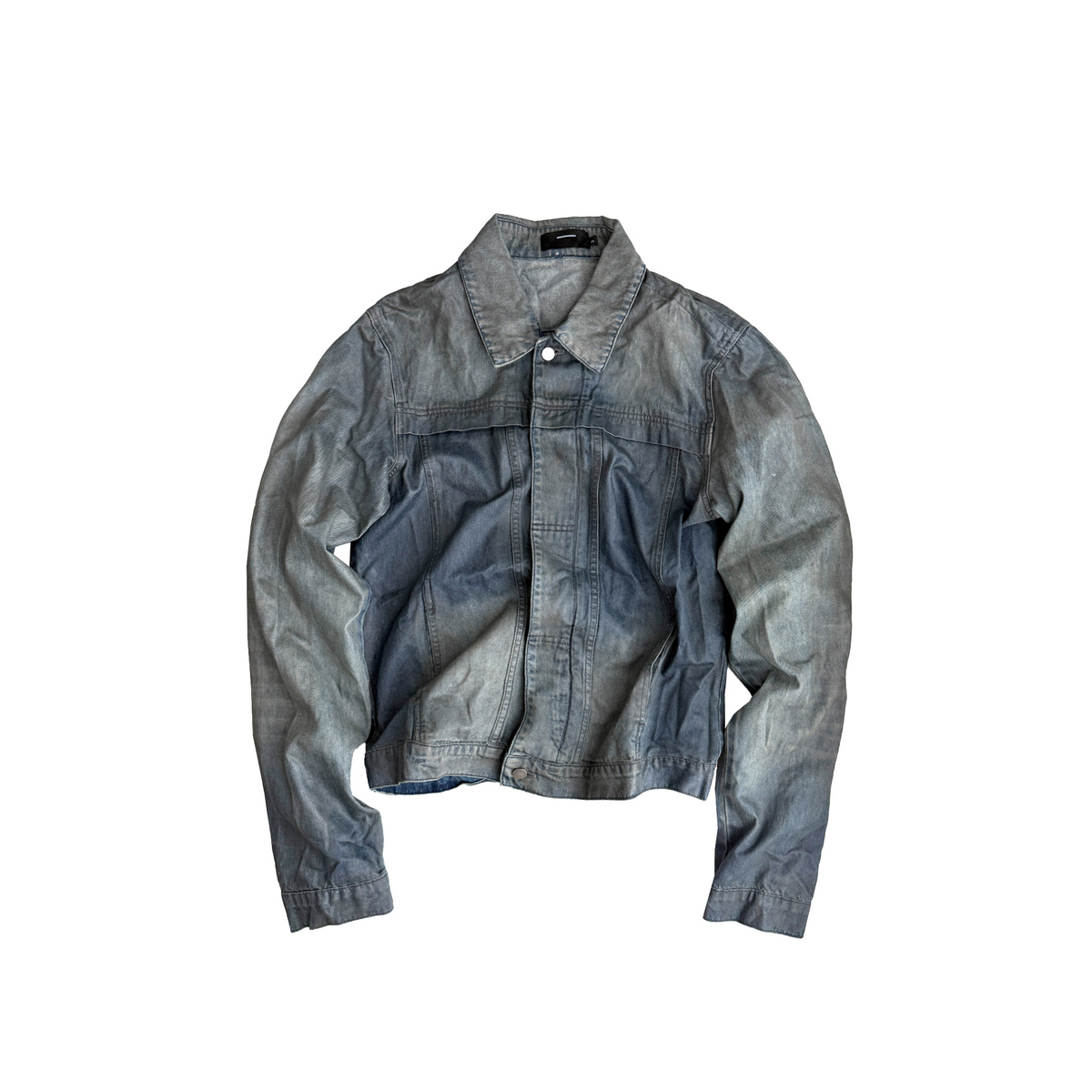 CINDER VEIN Brush-Paint Washed Distressed Denim Jacket – photo 2 of 15