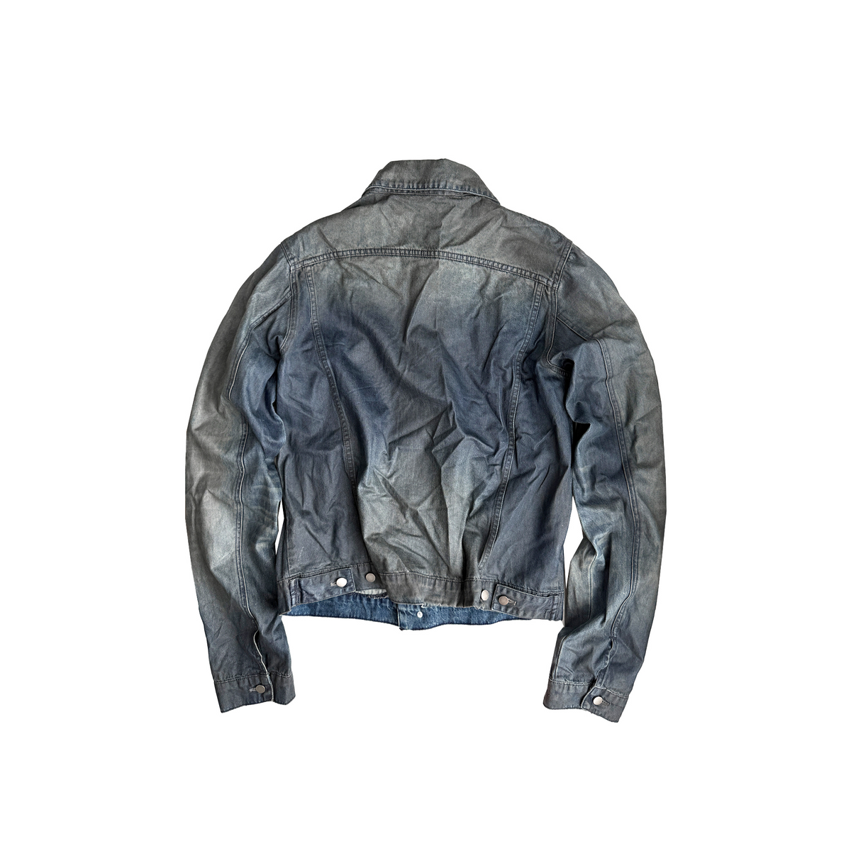CINDER VEIN Brush-Paint Washed Distressed Denim Jacket – photo 3 of 15