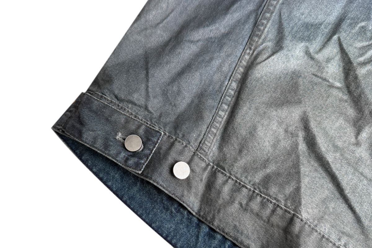 CINDER VEIN Brush-Paint Washed Distressed Denim Jacket – photo 15 of 15