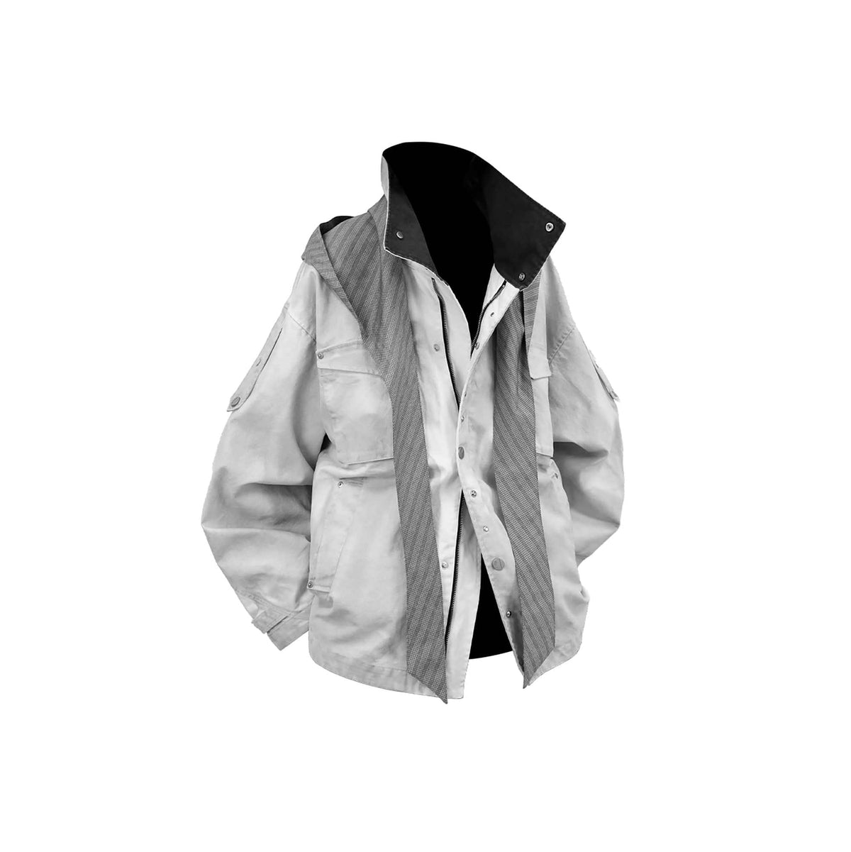 RELABEL Distressed Striped Hood Oversized Jacket – photo 3 of 9