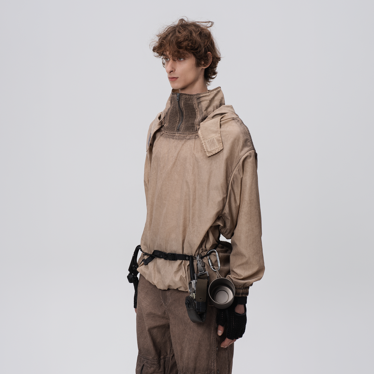 STEAM Distressed Zip-Up Detachable Hooded Jacket – photo 9 of 50