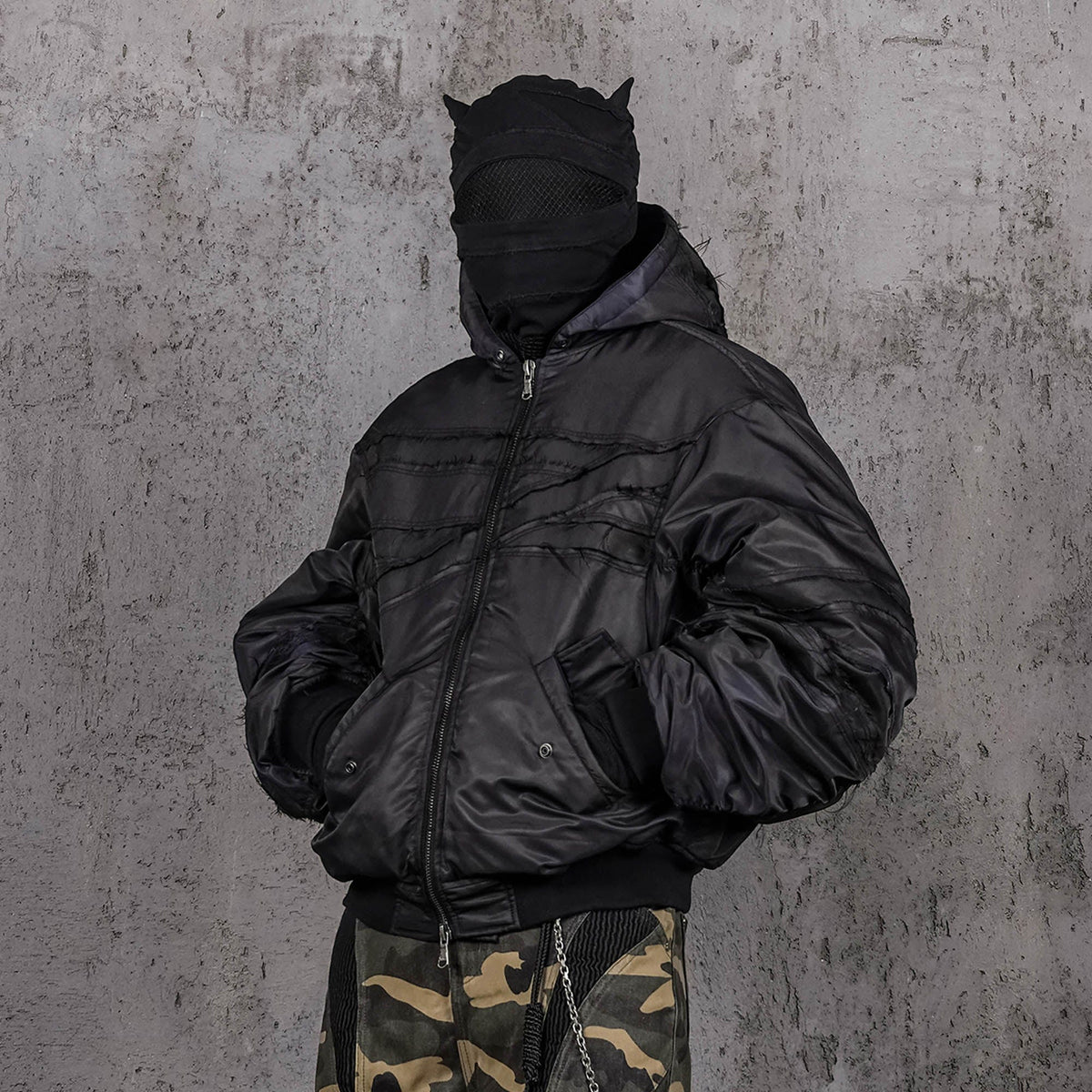 UNDERWATER Distressed Bondage MA-1 Jacket Black – photo 2 of 12