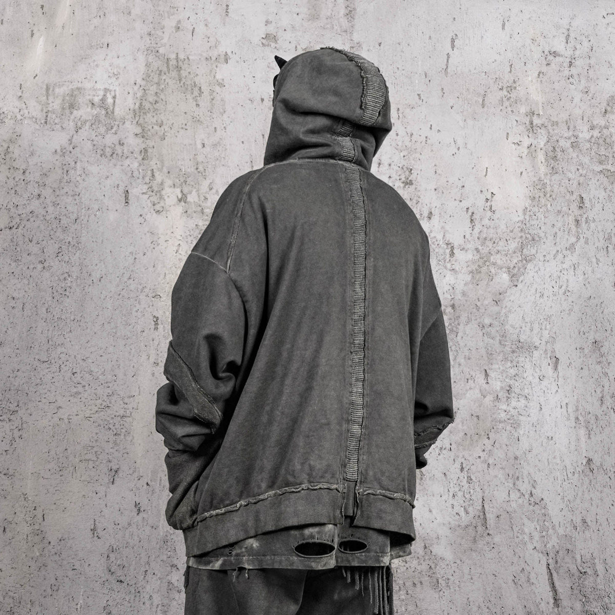 UNDERWATER Distressed Demon Clad Deconstructed Hooded Jacket – photo 2 of 12
