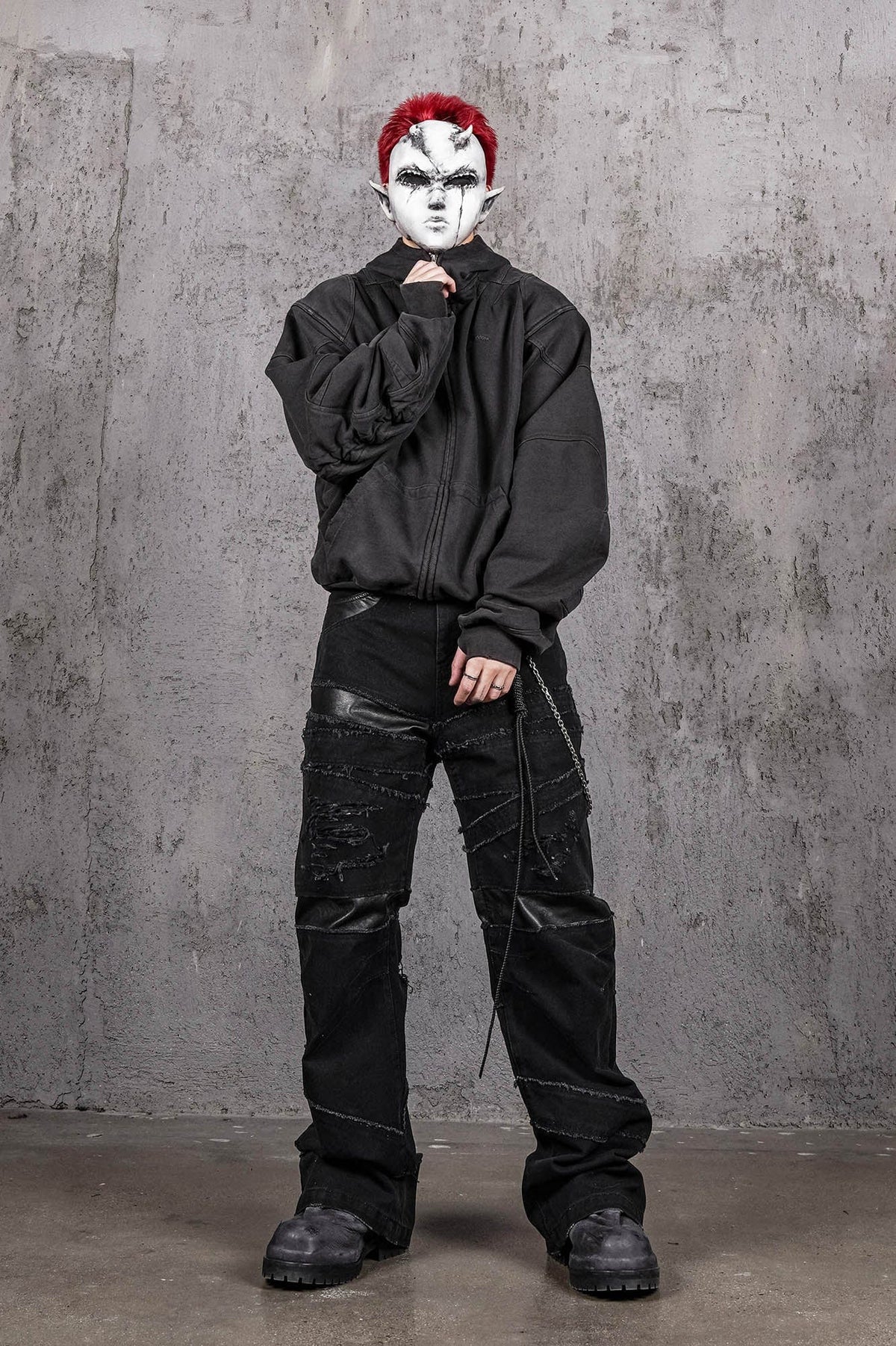 UNDERWATER Distressed Spliced Fallen Armor Zip-Up Hoodie – photo 4 of 13