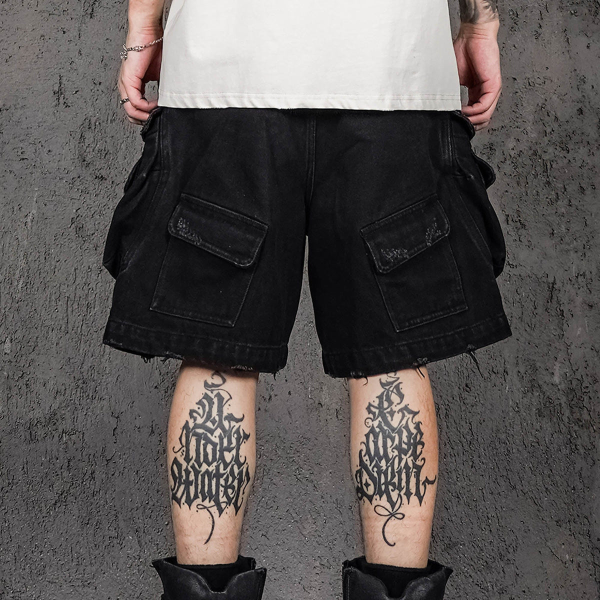 UNDERWATER Layered-Pocket Distressed Denim Shorts – photo 2 of 12