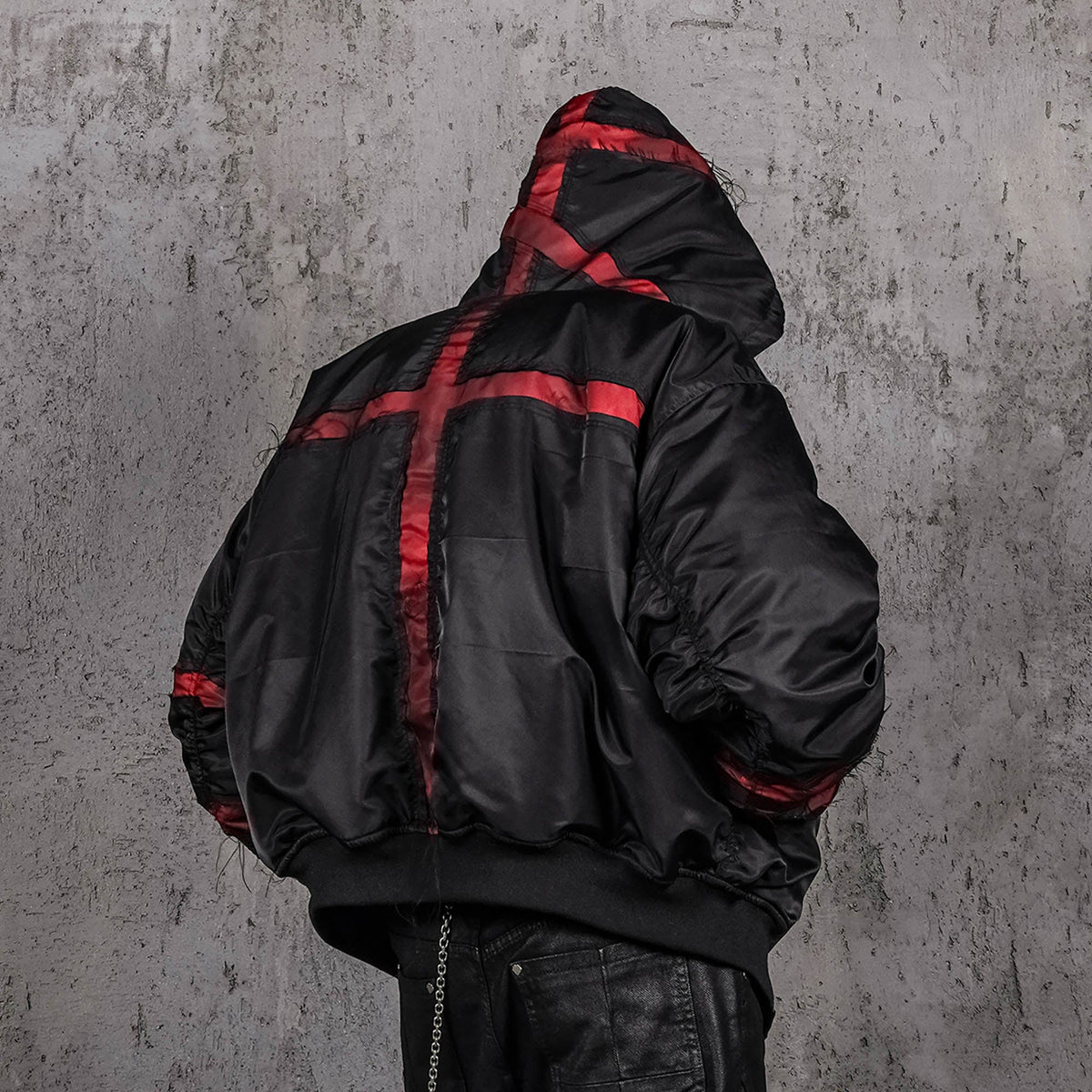 UNDERWATER Distressed Bondage MA-1 Jacket Red – photo 3 of 12