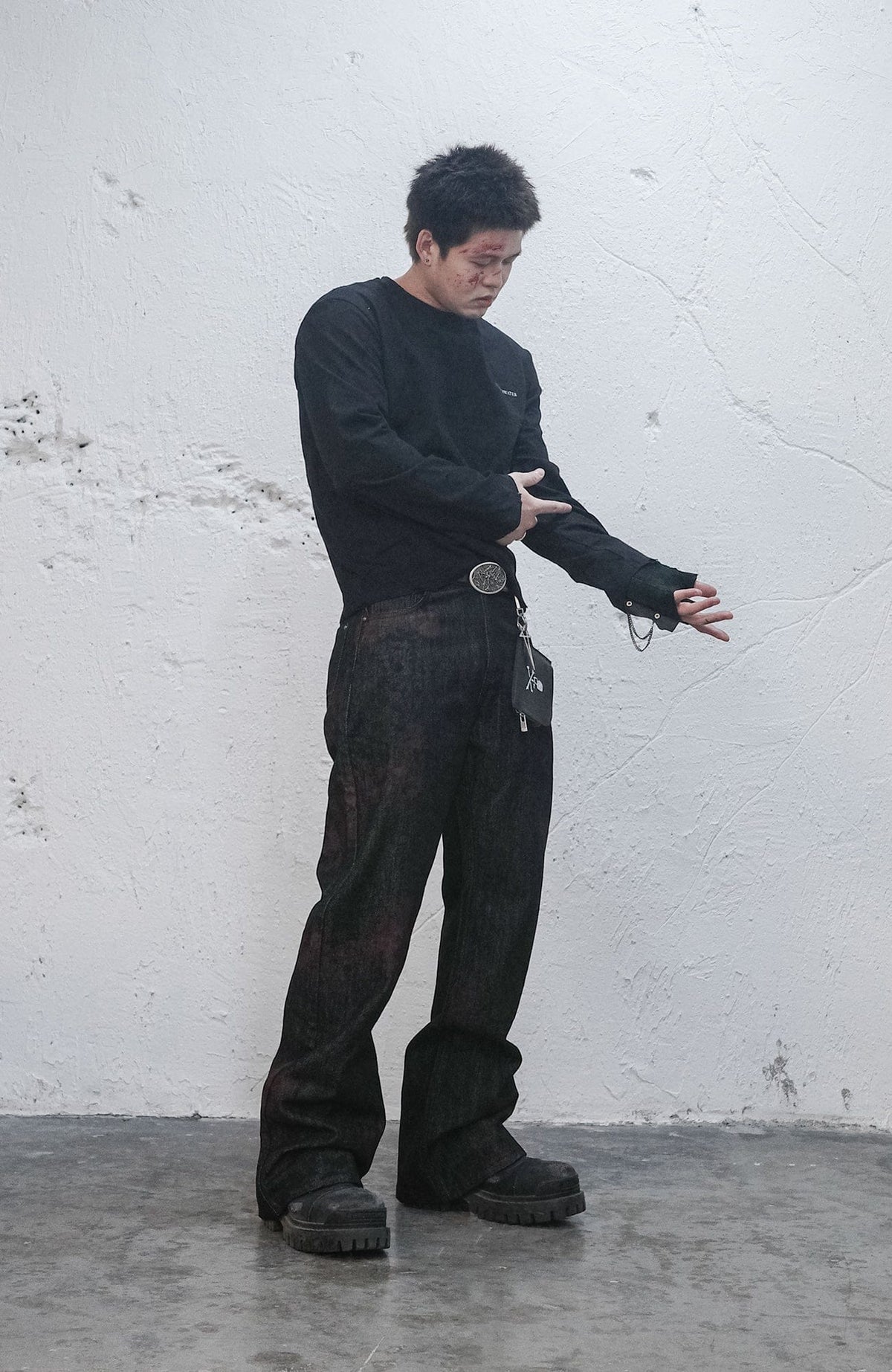 UNDERWATER Demon Slashed Cotton Long Sleeve Tee Black – photo 5 of 12