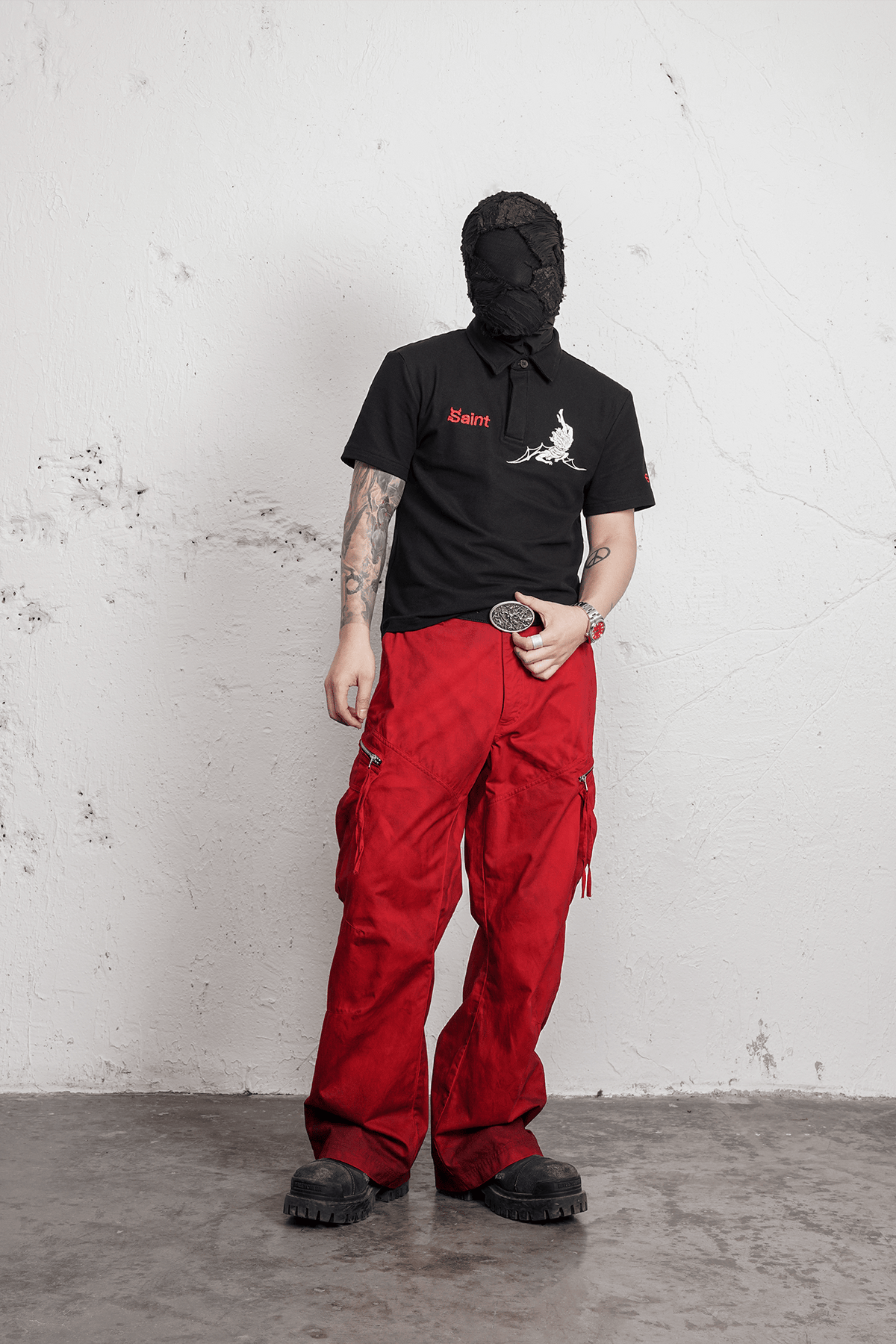 UNDERWATER Burnt Red Dirty-Dyed Moleskin Cargo Pants – photo 4 of 15