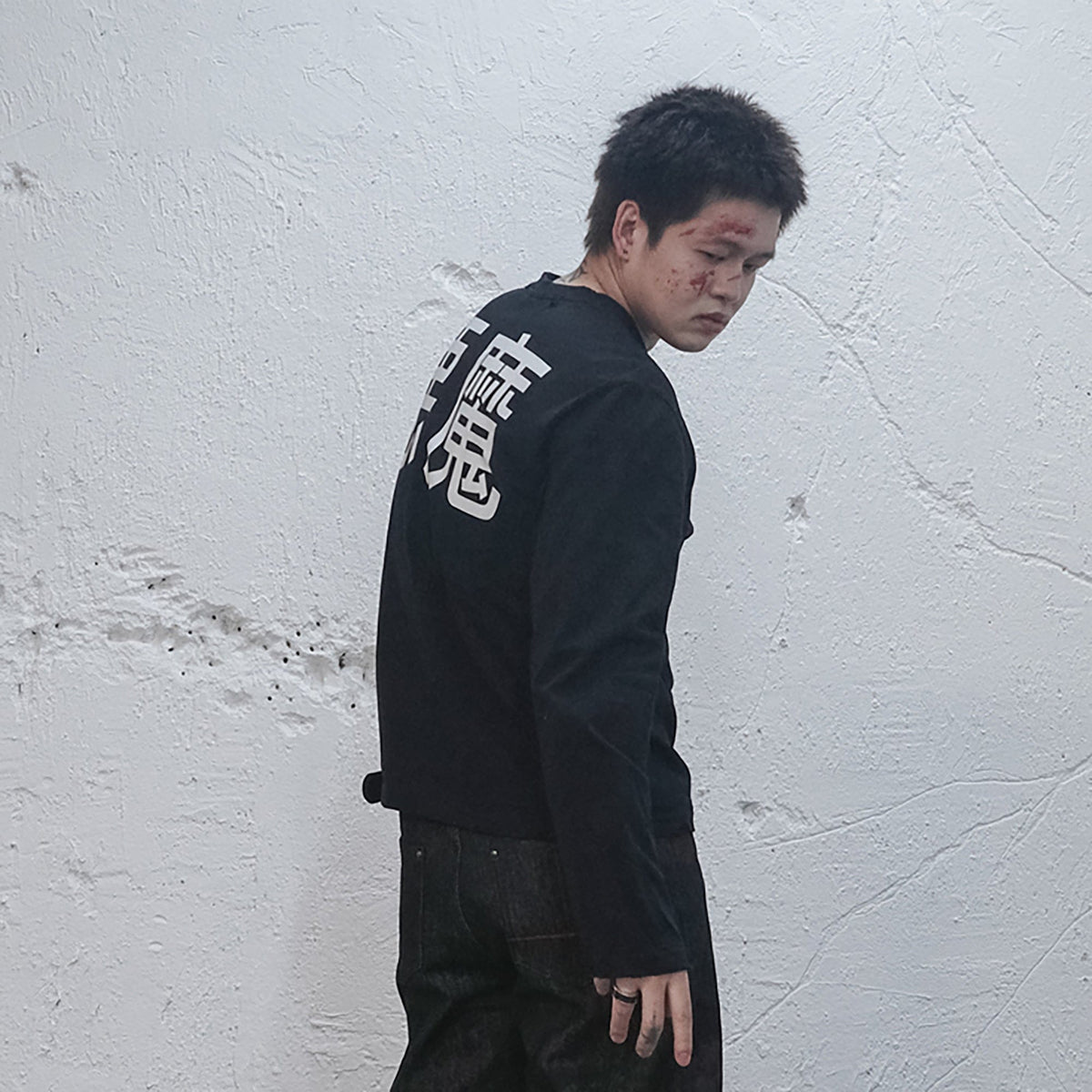 UNDERWATER Demon Slashed Cotton Long Sleeve Tee Black – photo 3 of 12