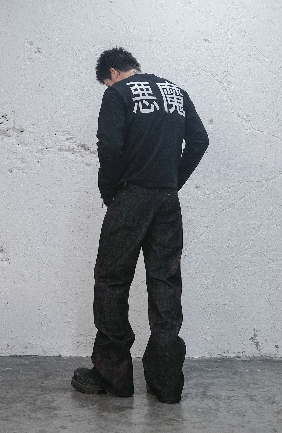 UNDERWATER Demon Slashed Cotton Long Sleeve Tee Black – photo 6 of 12
