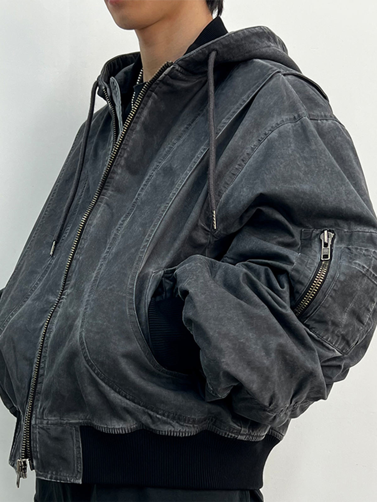 AVINMADE Washed Stitch Hooded Bomber Jacket – photo 10 of 16