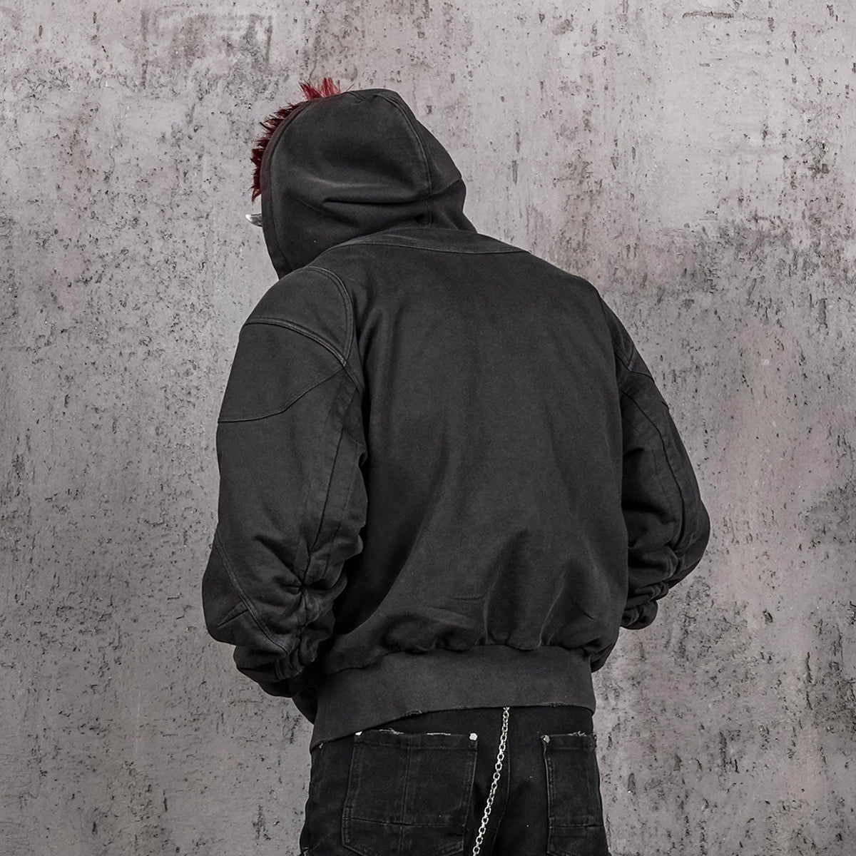UNDERWATER Distressed Spliced Fallen Armor Zip-Up Hoodie – photo 2 of 13