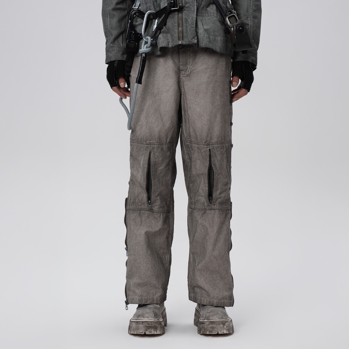 STEAM Distressed Mesh-Knee Multi-Pocket Straight-Leg Cargo Pants – photo 2 of 27